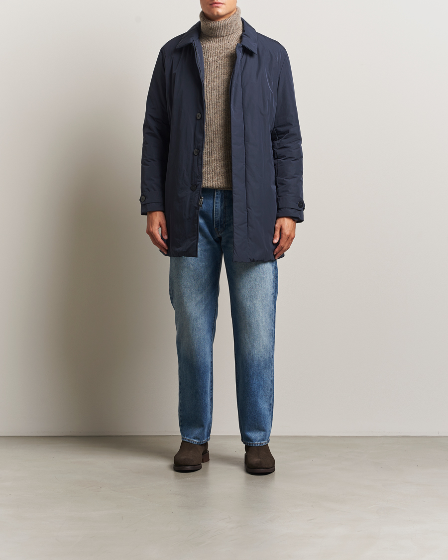 Homme | Manteaux Et Vestes | Woolrich | Peached Primaloft Padded Carcoat Melton Blue
