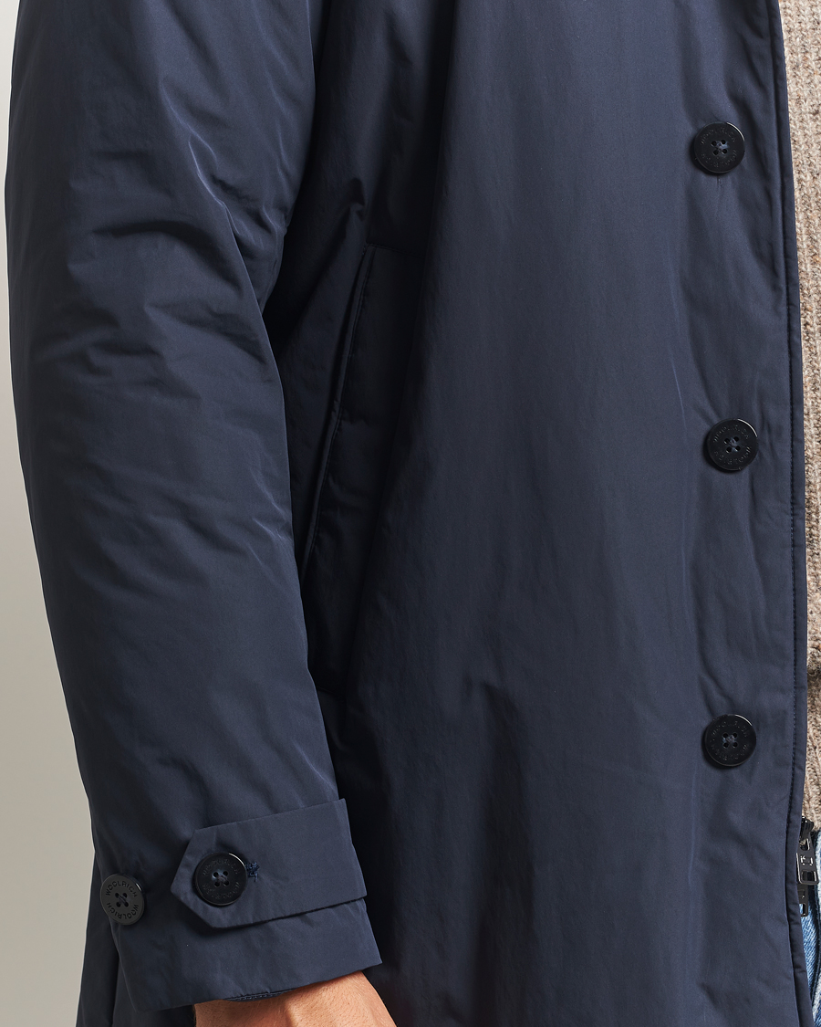 Homme | Manteaux Et Vestes | Woolrich | Peached Primaloft Padded Carcoat Melton Blue