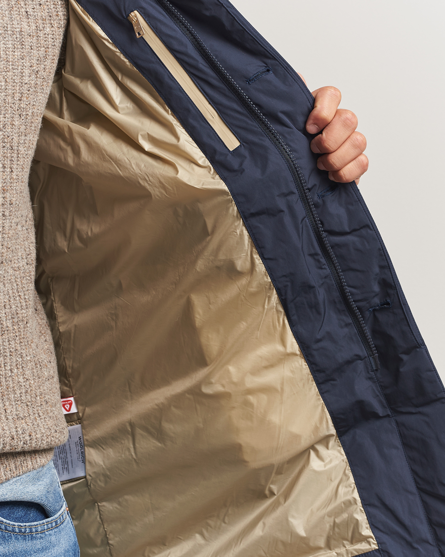 Homme | Manteaux Et Vestes | Woolrich | Peached Primaloft Padded Carcoat Melton Blue