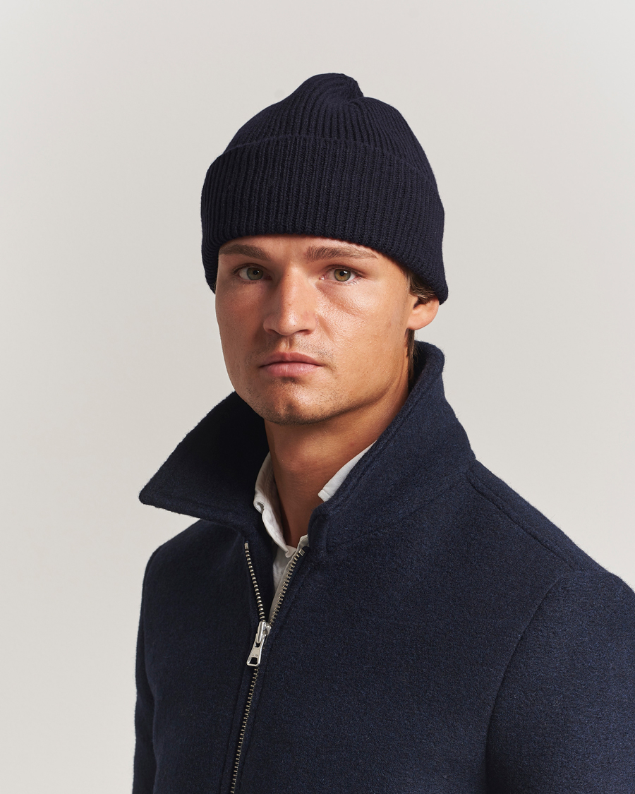 Homme | Bonnets | Robert Mackie | Clyde Lambswool Beanie Navy