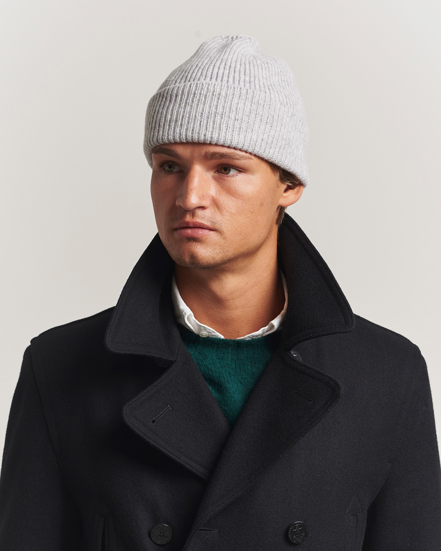 Homme | Bonnets | Robert Mackie | Clyde Lambswool Beanie Pearl Grey