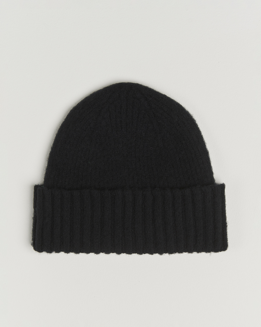 Homme | Bonnets | Robert Mackie | Rona Ribbed Shaggy Lambswool Beanie Black