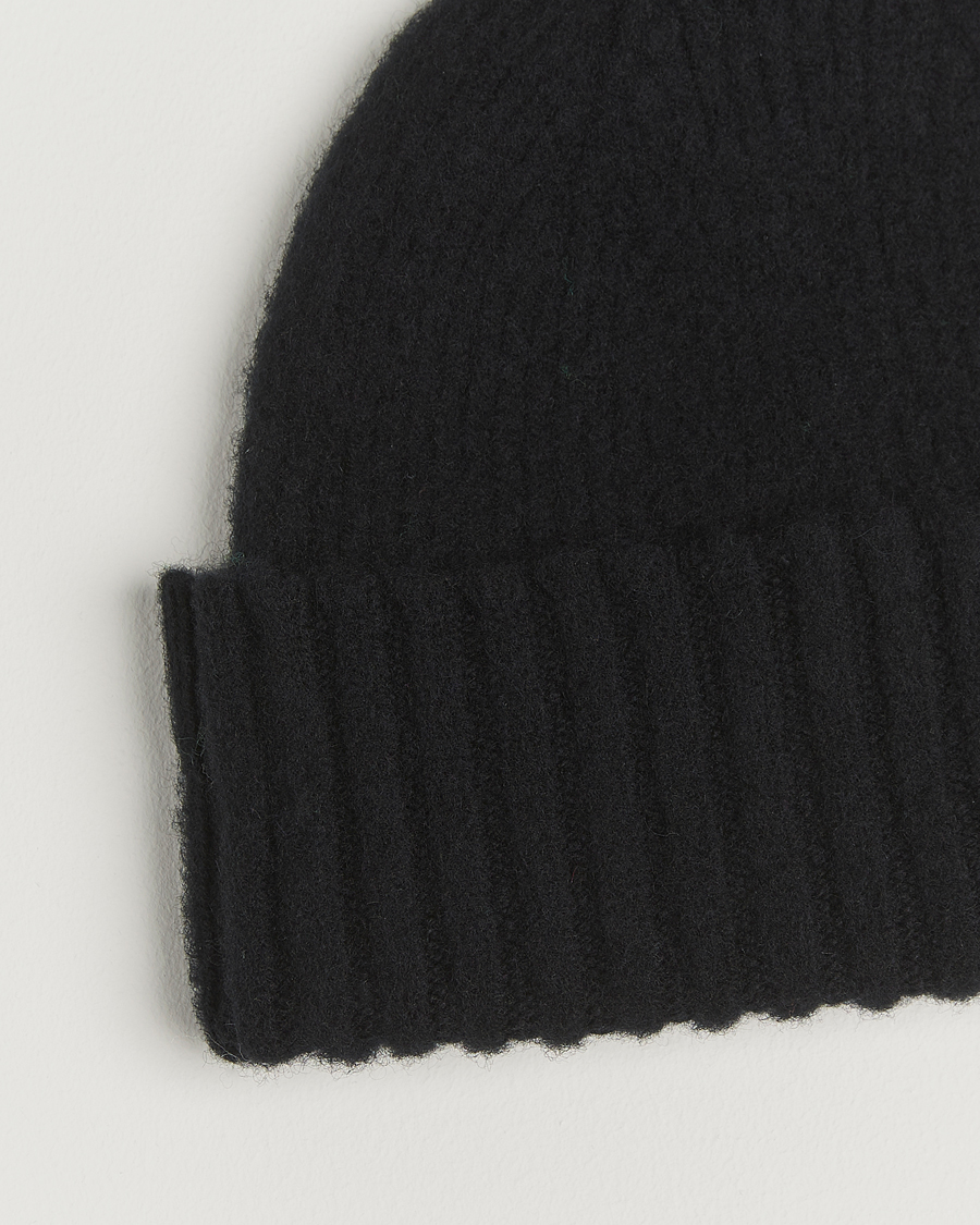 Homme | Bonnets | Robert Mackie | Rona Ribbed Shaggy Lambswool Beanie Black
