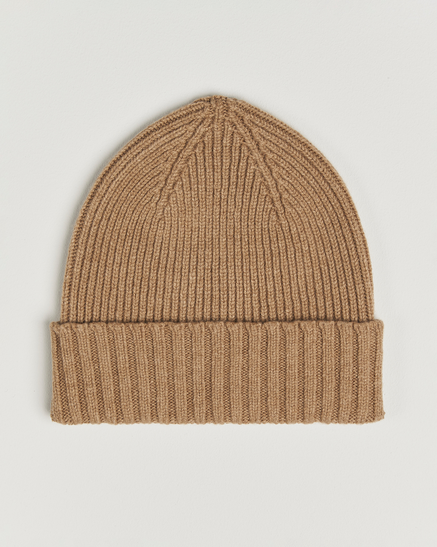 Homme | Bonnets | Robert Mackie | Kingswell Ribbed Wool/Cashmere Beanie Beige