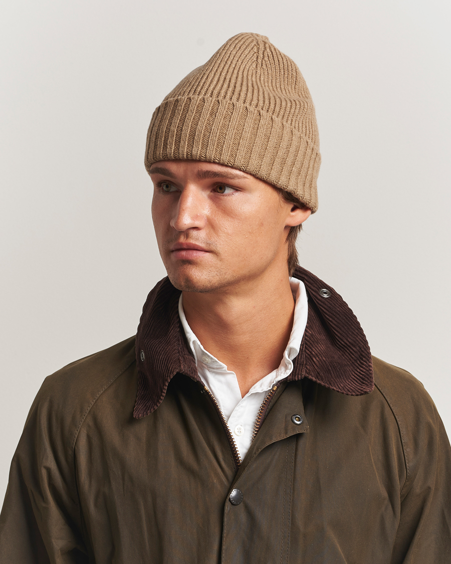 Homme | Bonnets | Robert Mackie | Kingswell Ribbed Wool/Cashmere Beanie Beige