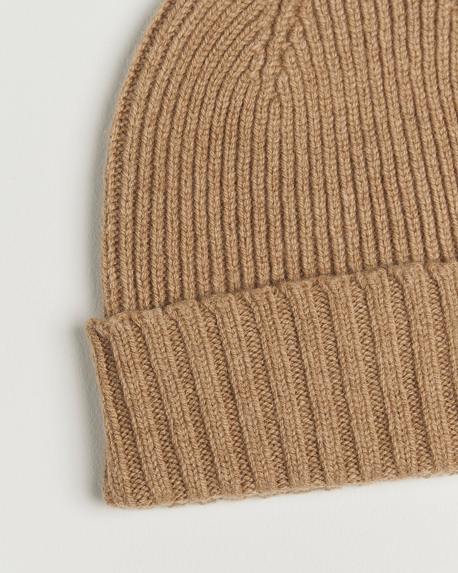 Homme | Bonnets | Robert Mackie | Kingswell Ribbed Wool/Cashmere Beanie Beige