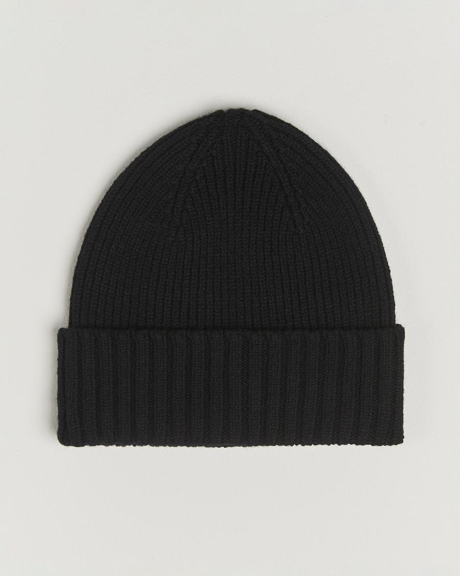 Homme | Bonnets | Robert Mackie | Kingswell Ribbed Wool/Cashmere Beanie Black