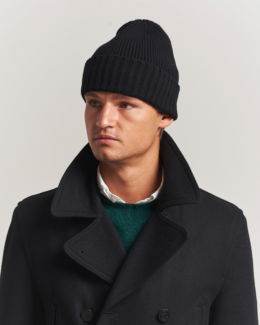 Homme | Bonnets | Robert Mackie | Kingswell Ribbed Wool/Cashmere Beanie Black