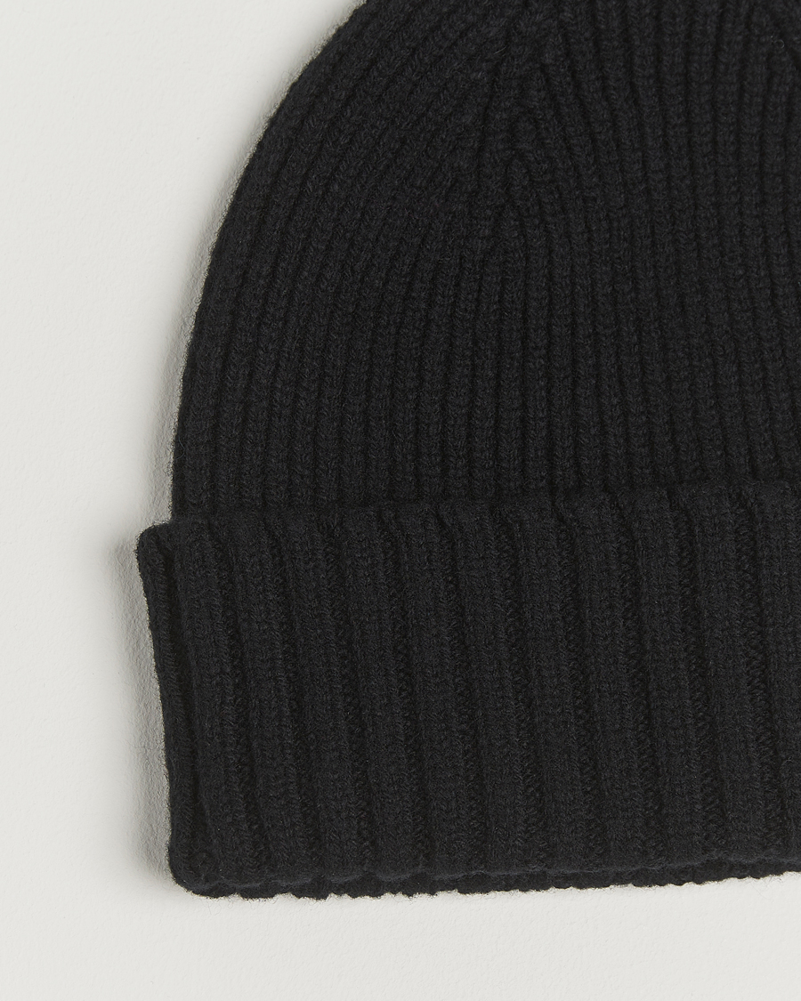 Homme | Bonnets | Robert Mackie | Kingswell Ribbed Wool/Cashmere Beanie Black