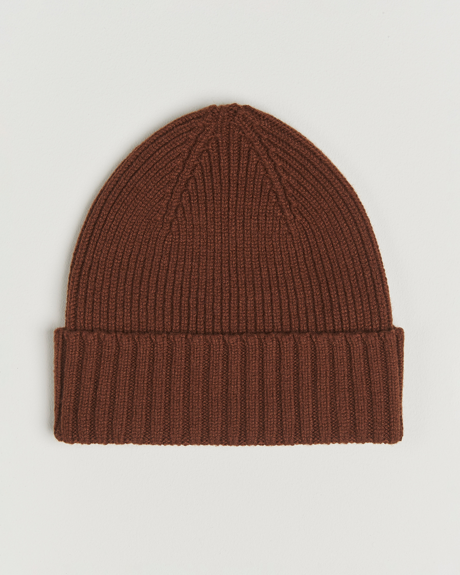 Homme | Bonnets | Robert Mackie | Kingswell Ribbed Wool/Cashmere Beanie Brown