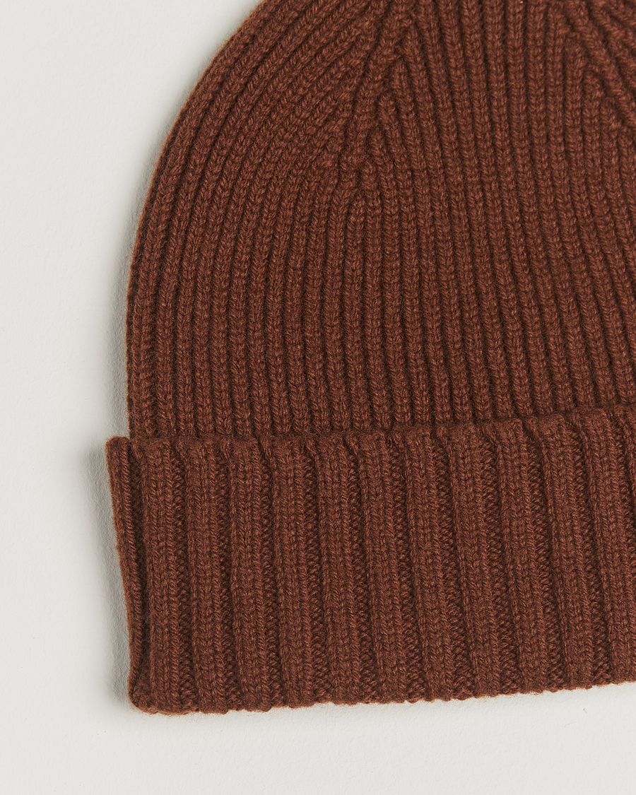 Homme | Bonnets | Robert Mackie | Kingswell Ribbed Wool/Cashmere Beanie Brown