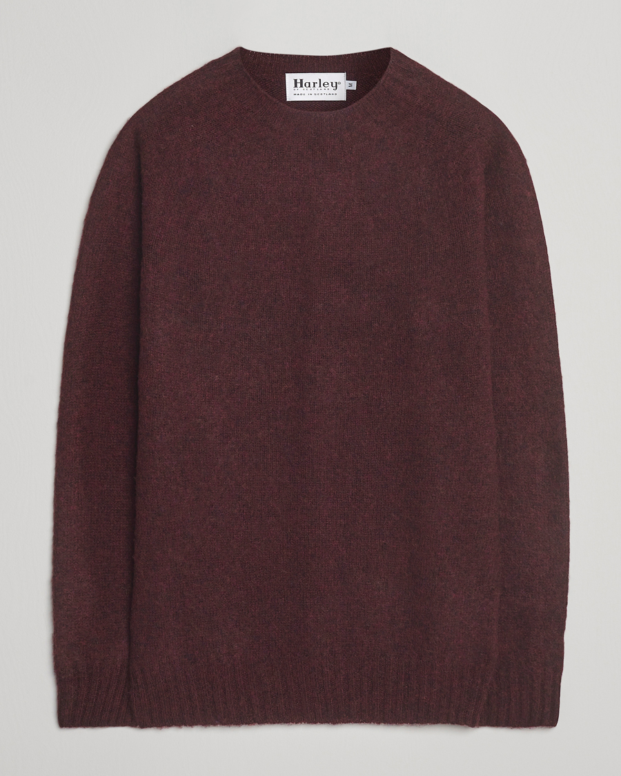 Homme | Pulls Et Tricots | Harley Of Scotland | Brushed Supersoft Lambswool Crewneck Beetroot