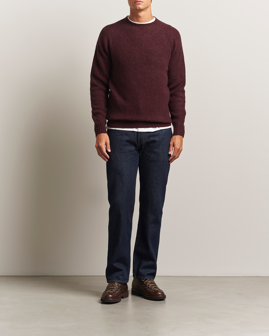 Homme | Pulls Et Tricots | Harley Of Scotland | Brushed Supersoft Lambswool Crewneck Beetroot
