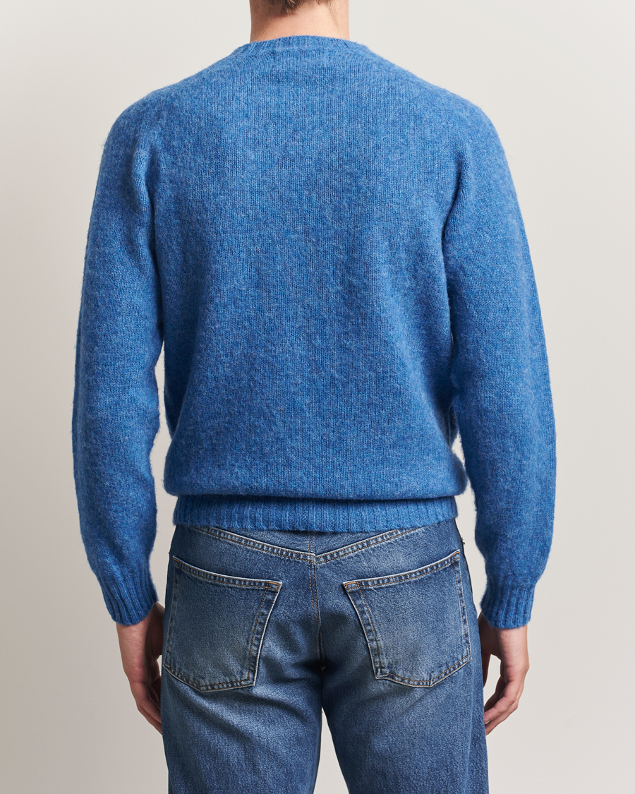 Homme | Pulls Et Tricots | Harley Of Scotland | Brushed Supersoft Lambswool Crewneck Cobalt