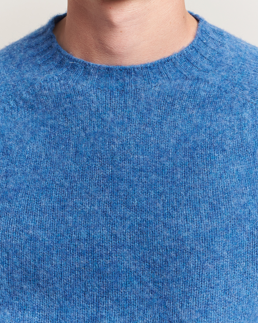 Homme | Pulls Et Tricots | Harley Of Scotland | Brushed Supersoft Lambswool Crewneck Cobalt