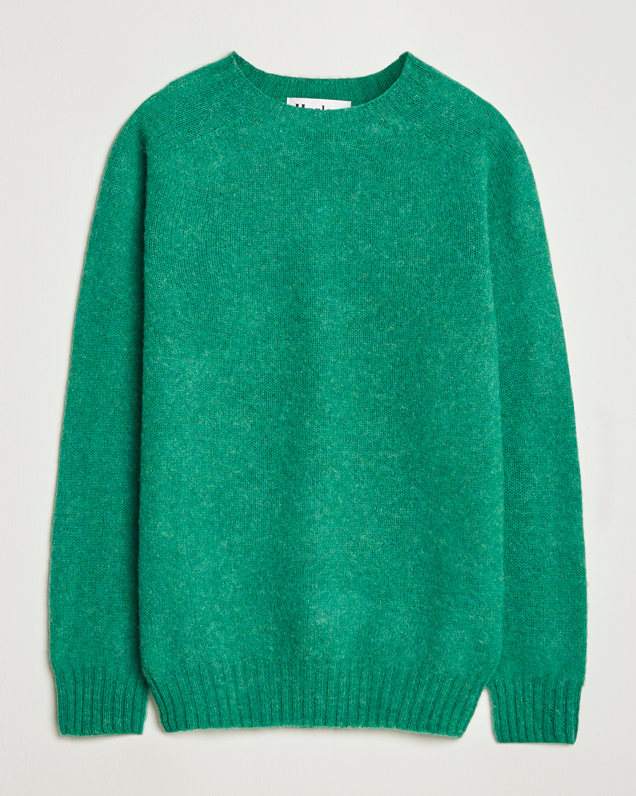 Homme | Pulls Et Tricots | Harley Of Scotland | Brushed Supersoft Lambswool Crewneck Evergreen