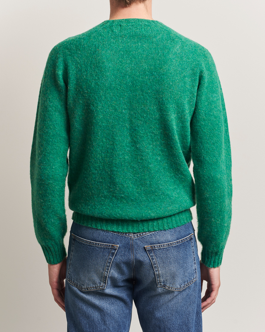 Homme | Pulls Et Tricots | Harley Of Scotland | Brushed Supersoft Lambswool Crewneck Evergreen