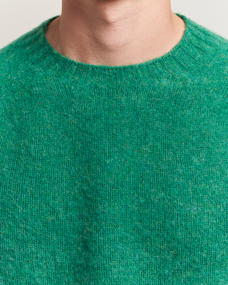 Homme | Pulls Et Tricots | Harley Of Scotland | Brushed Supersoft Lambswool Crewneck Evergreen