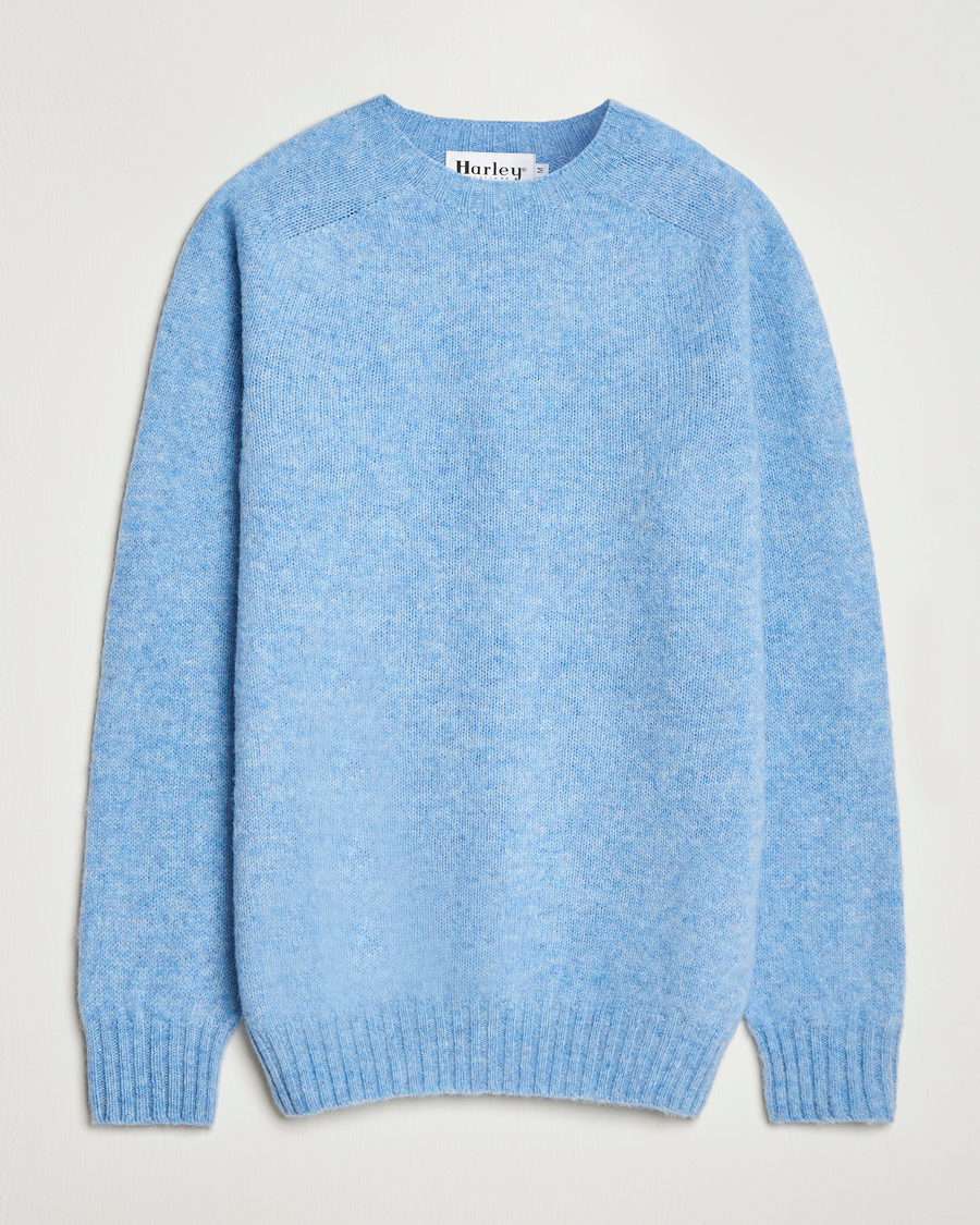 Homme | Pulls Et Tricots | Harley Of Scotland | Brushed Supersoft Lambswool Crewneck Glacier