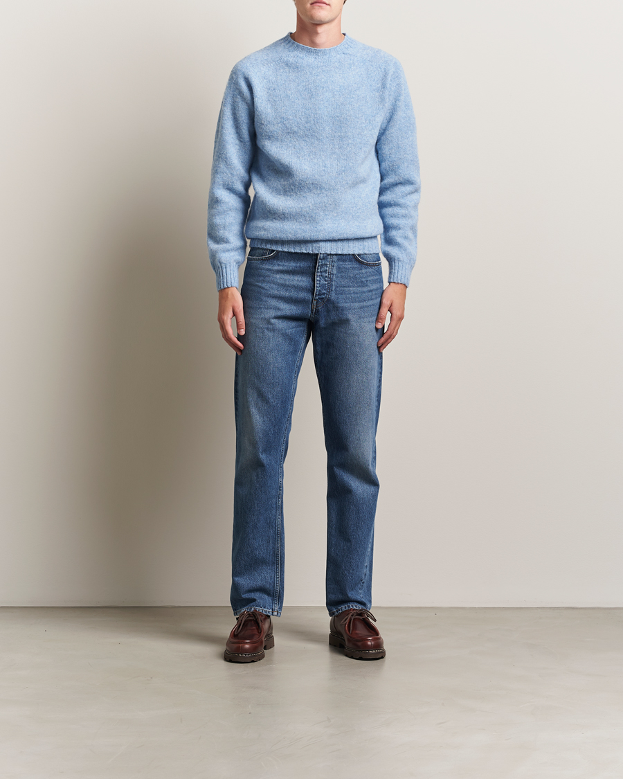 Homme | Pulls Et Tricots | Harley Of Scotland | Brushed Supersoft Lambswool Crewneck Glacier