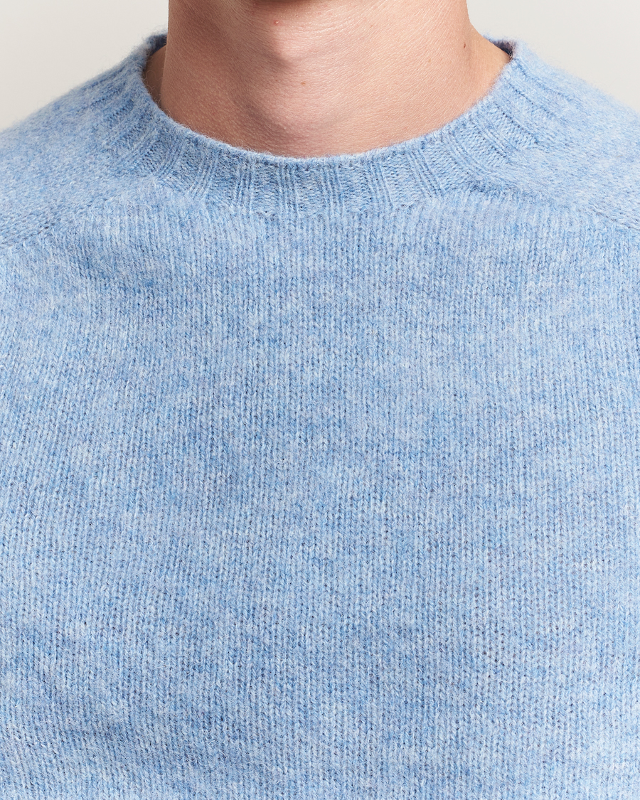 Homme | Pulls Et Tricots | Harley Of Scotland | Brushed Supersoft Lambswool Crewneck Glacier