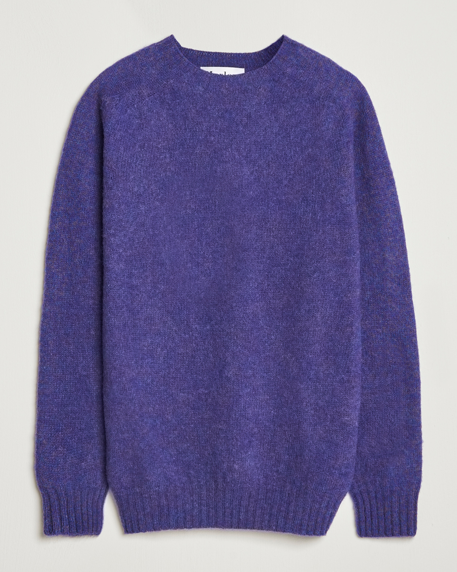 Homme | Pulls Et Tricots | Harley Of Scotland | Brushed Supersoft Lambswool Crewneck Iris