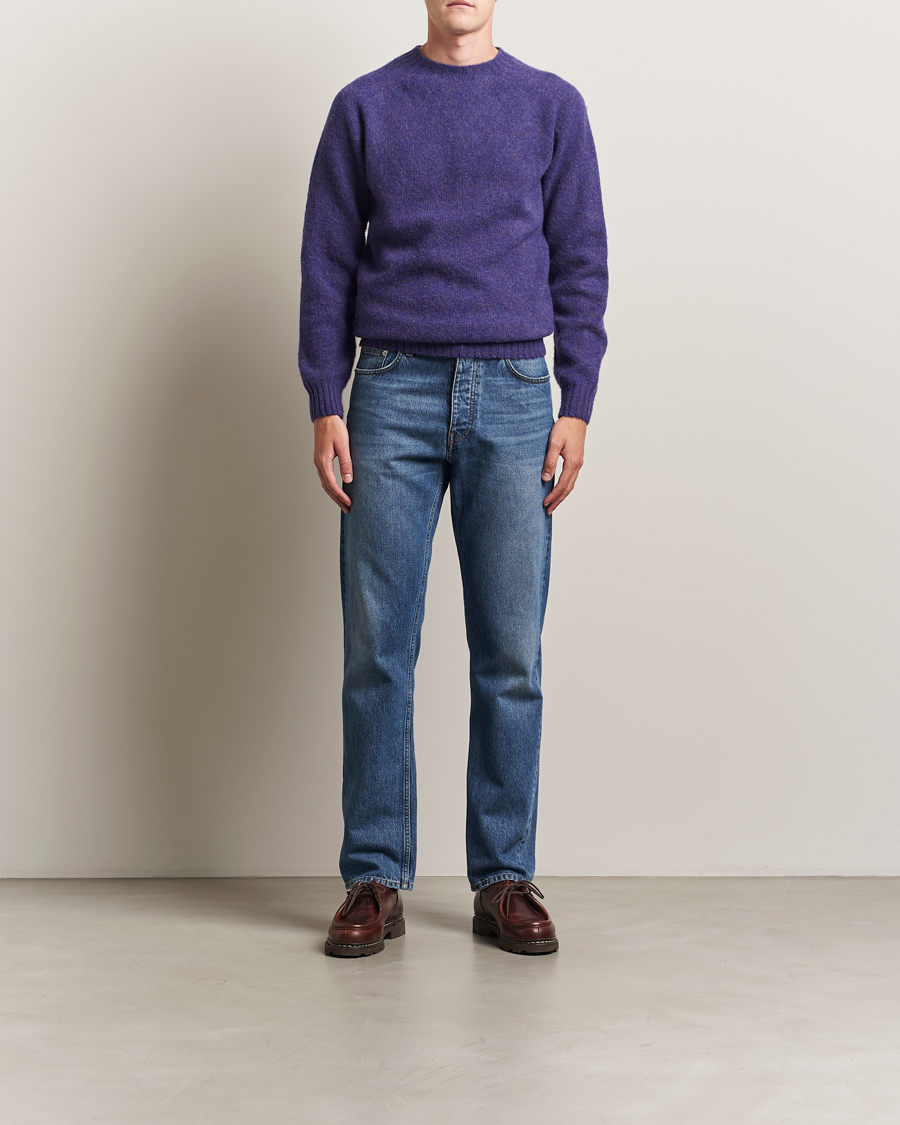 Homme | Pulls Et Tricots | Harley Of Scotland | Brushed Supersoft Lambswool Crewneck Iris