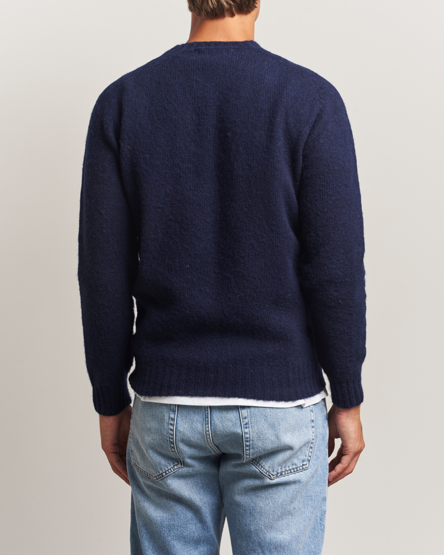 Homme | Pulls Et Tricots | Harley Of Scotland | Brushed Supersoft Lambswool Crewneck Navy
