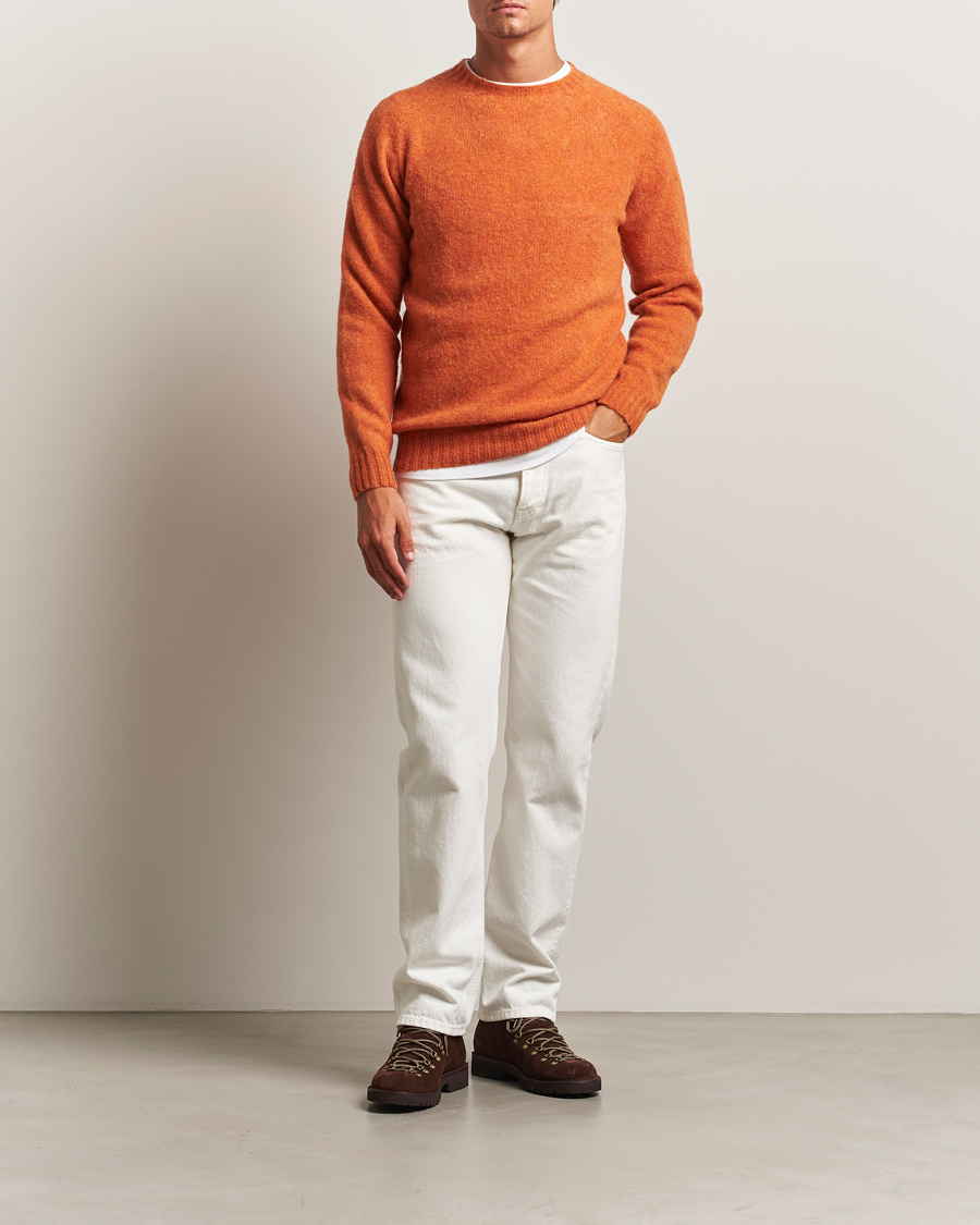 Homme | Pulls Et Tricots | Harley Of Scotland | Brushed Supersoft Lambswool Crewneck Satsuma