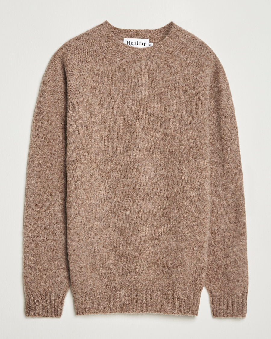 Homme | Pulls Et Tricots | Harley Of Scotland | Brushed Supersoft Lambswool Crewneck Tundra