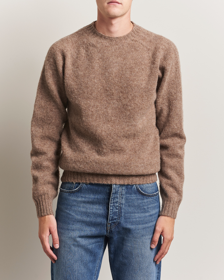 Homme | Pulls Et Tricots | Harley Of Scotland | Brushed Supersoft Lambswool Crewneck Tundra