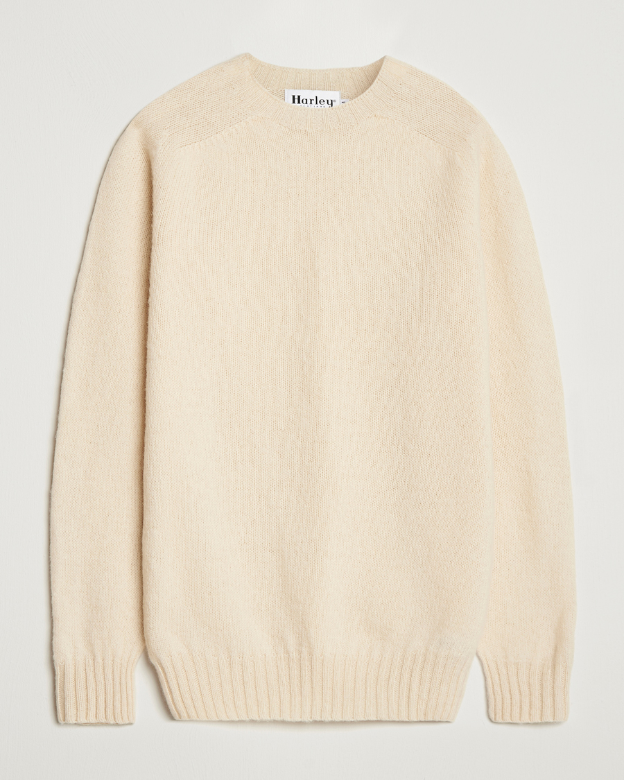 Homme | Pulls Et Tricots | Harley Of Scotland | Brushed Supersoft Lambswool Crewneck Vanilla