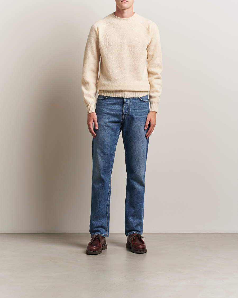 Homme | Pulls Et Tricots | Harley Of Scotland | Brushed Supersoft Lambswool Crewneck Vanilla
