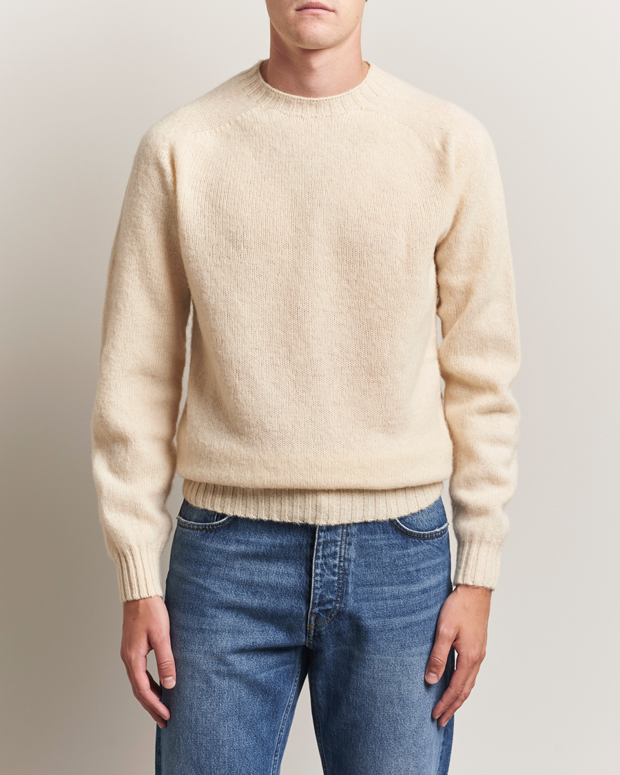 Homme | Pulls Et Tricots | Harley Of Scotland | Brushed Supersoft Lambswool Crewneck Vanilla