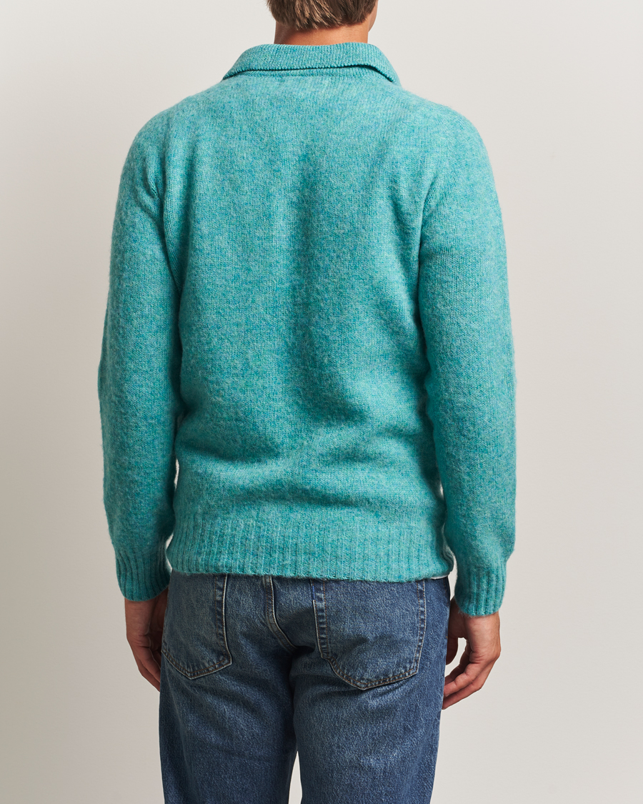 Homme | Pulls Et Tricots | Harley Of Scotland | Brushed Supersoft Lambswool Polo Hummingbird