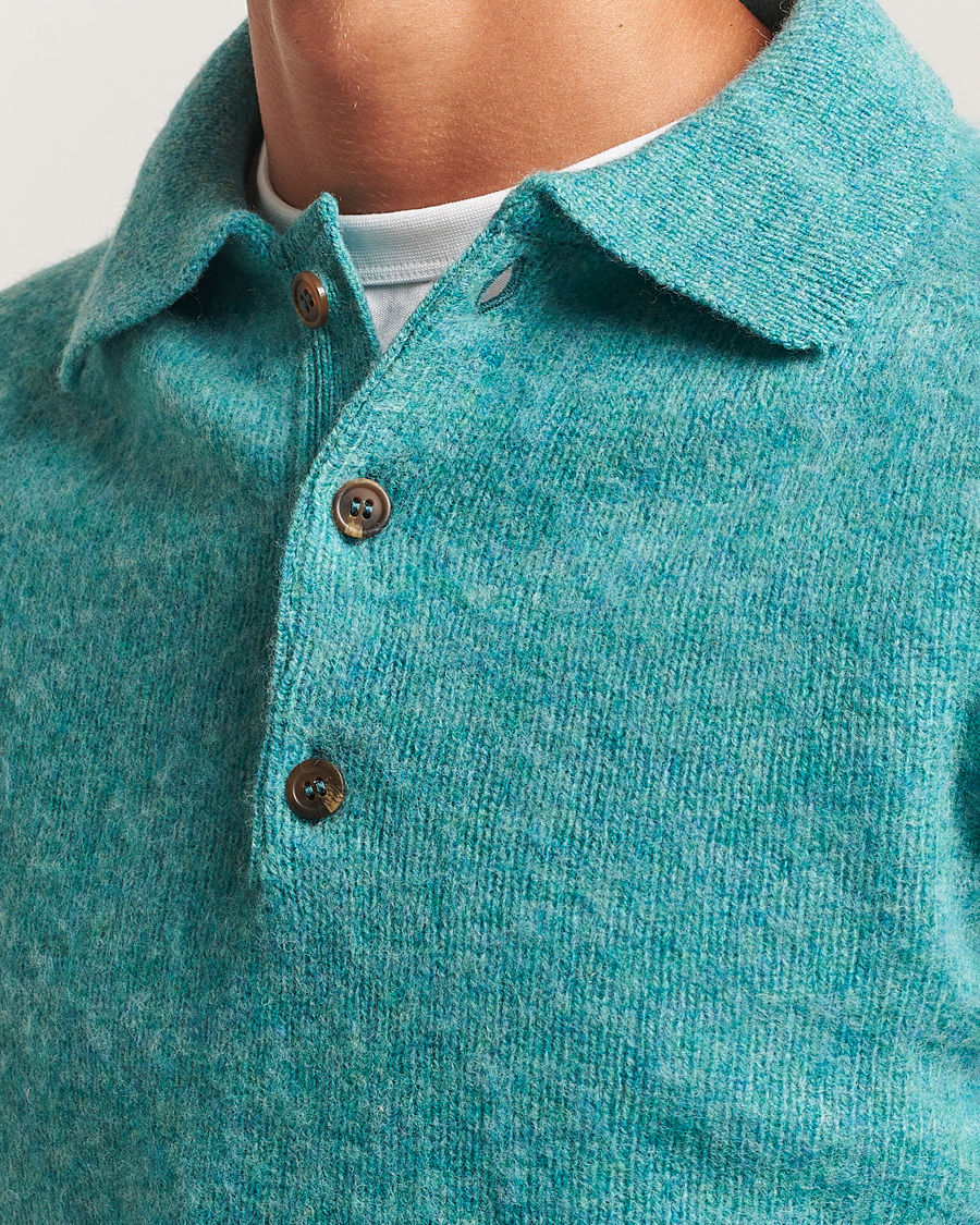 Homme | Pulls Et Tricots | Harley Of Scotland | Brushed Supersoft Lambswool Polo Hummingbird