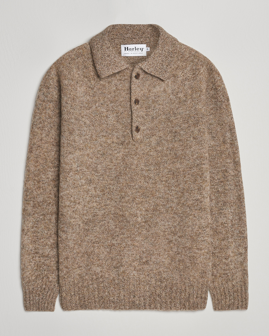Homme | Pulls Et Tricots | Harley Of Scotland | Brushed Supersoft Lambswool Polo Pebble