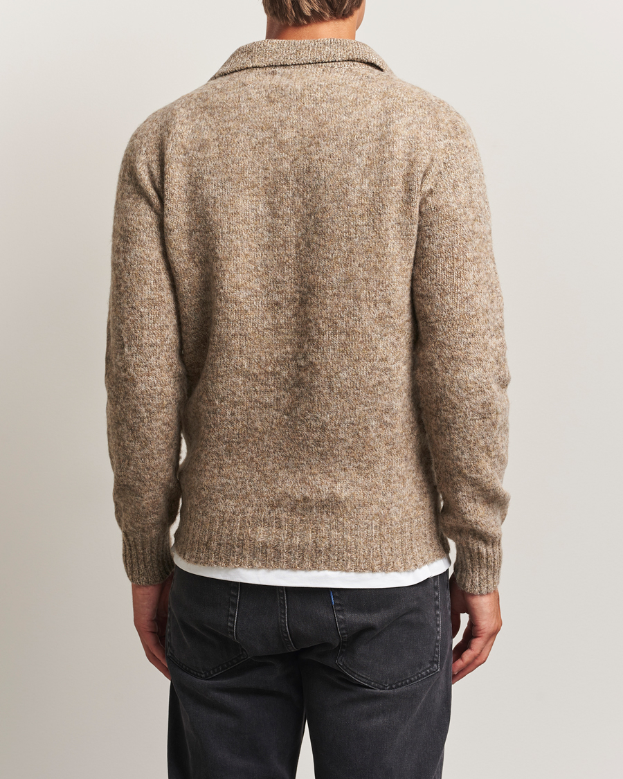 Homme | Pulls Et Tricots | Harley Of Scotland | Brushed Supersoft Lambswool Polo Pebble