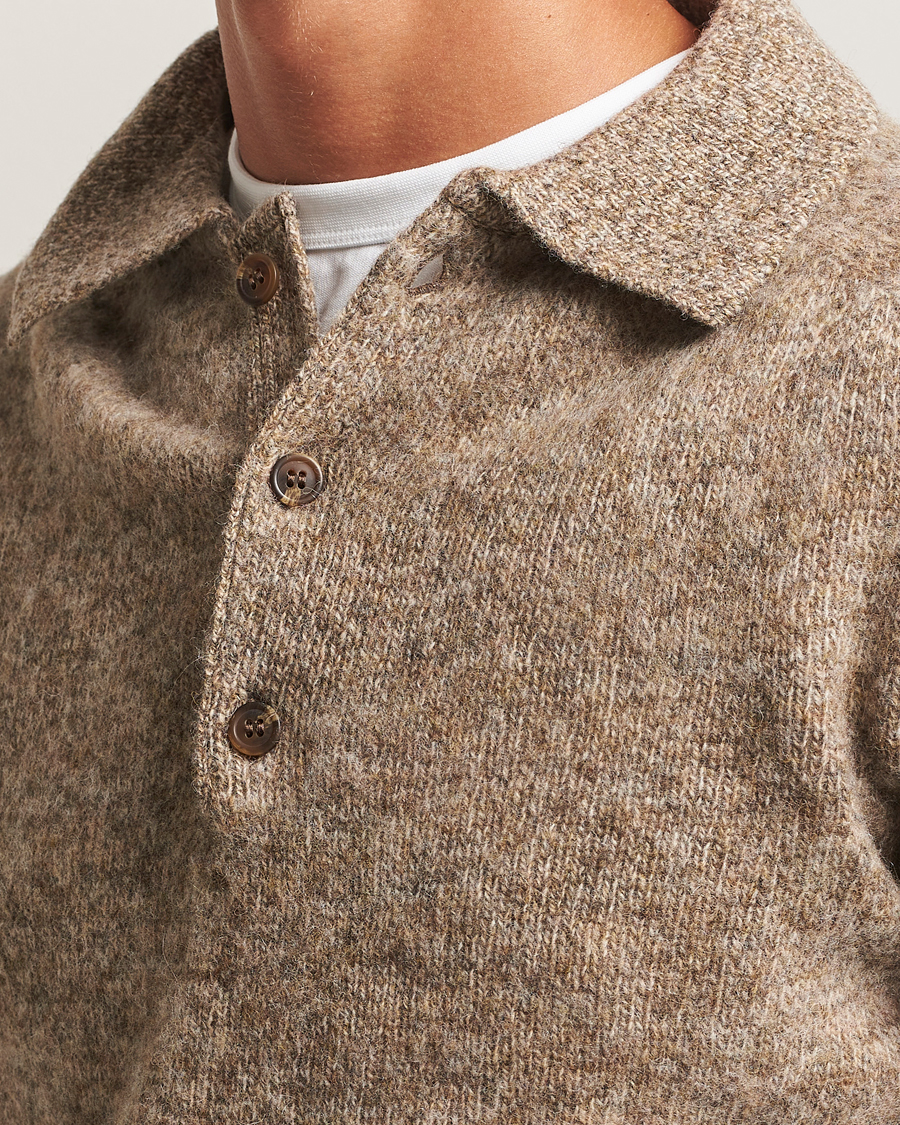 Homme | Pulls Et Tricots | Harley Of Scotland | Brushed Supersoft Lambswool Polo Pebble