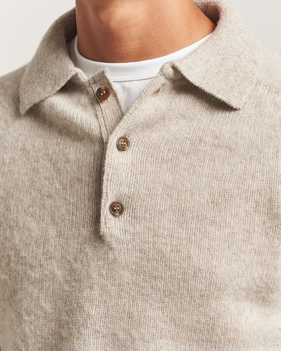 Homme | Pulls Et Tricots | Harley Of Scotland | Brushed Supersoft Lambswool Polo Vellum