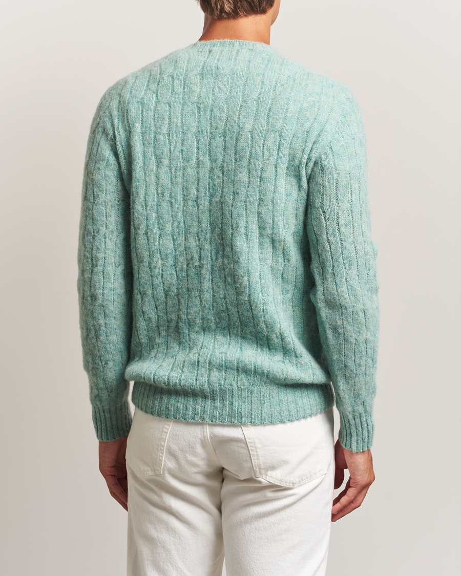 Homme | Pulls Et Tricots | Harley Of Scotland | Brushed Supersoft Lambswool Cable Opal