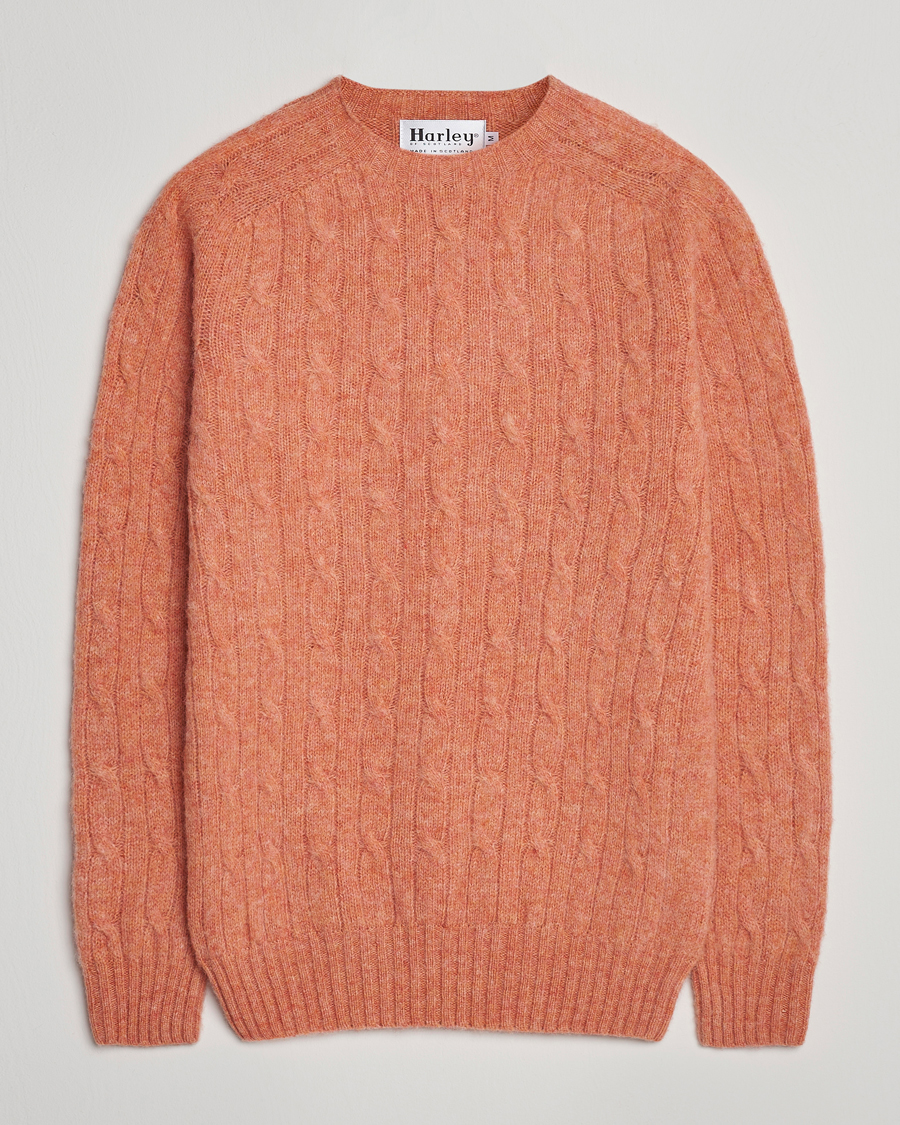 Homme | Pulls Et Tricots | Harley Of Scotland | Brushed Supersoft Lambswool Cable Parfait