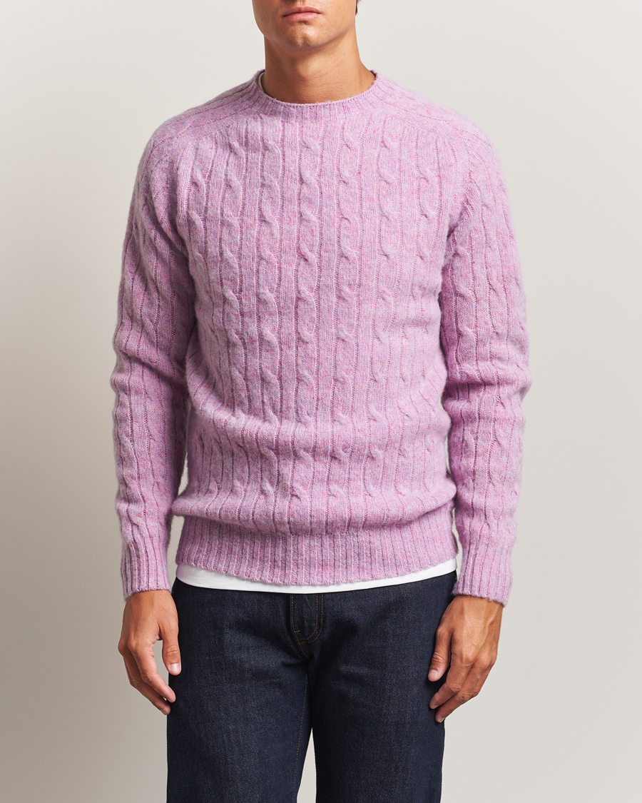 Homme | Pulls Et Tricots | Harley Of Scotland | Brushed Supersoft Lambswool Cable Sweetpea
