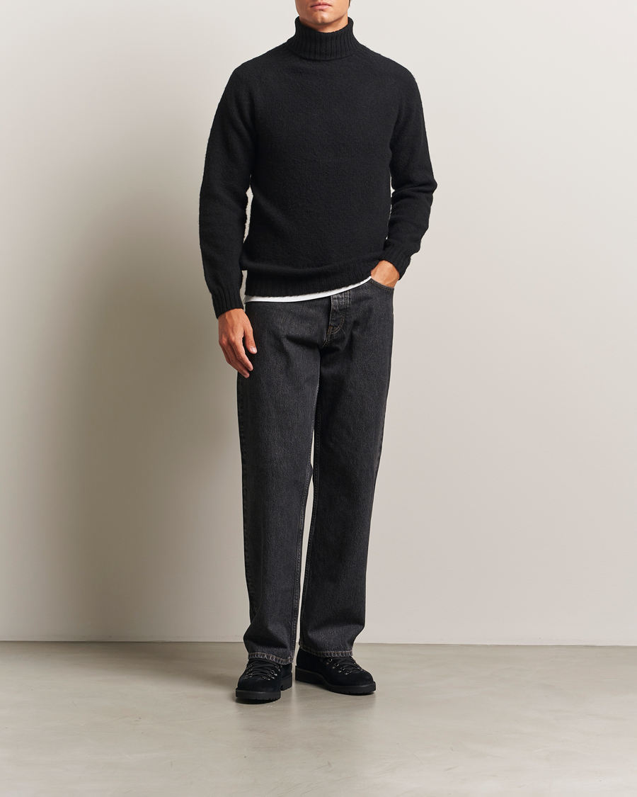 Homme | Pulls Et Tricots | Harley Of Scotland | Brushed Supersoft Lambswool Rollneck Black