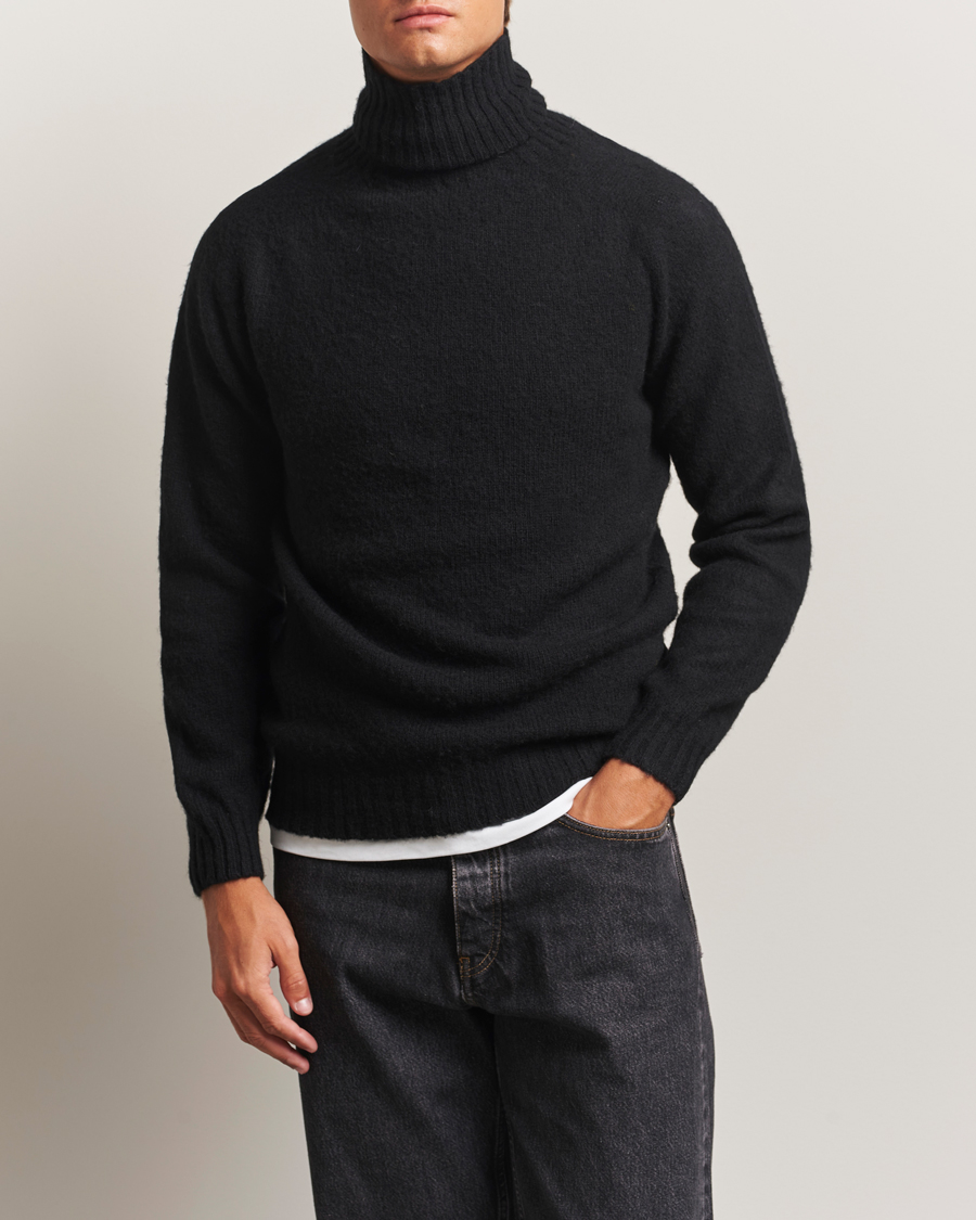 Homme | Pulls Et Tricots | Harley Of Scotland | Brushed Supersoft Lambswool Rollneck Black