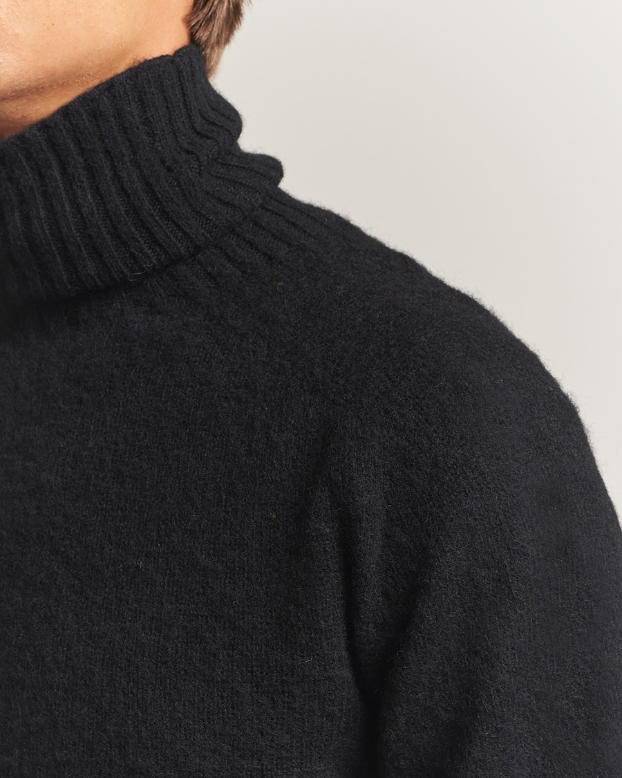 Homme | Pulls Et Tricots | Harley Of Scotland | Brushed Supersoft Lambswool Rollneck Black