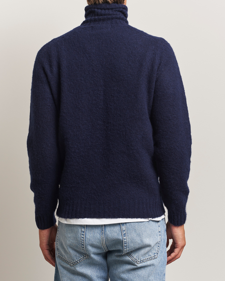 Homme | Pulls Et Tricots | Harley Of Scotland | Brushed Supersoft Lambswool Rollneck Navy