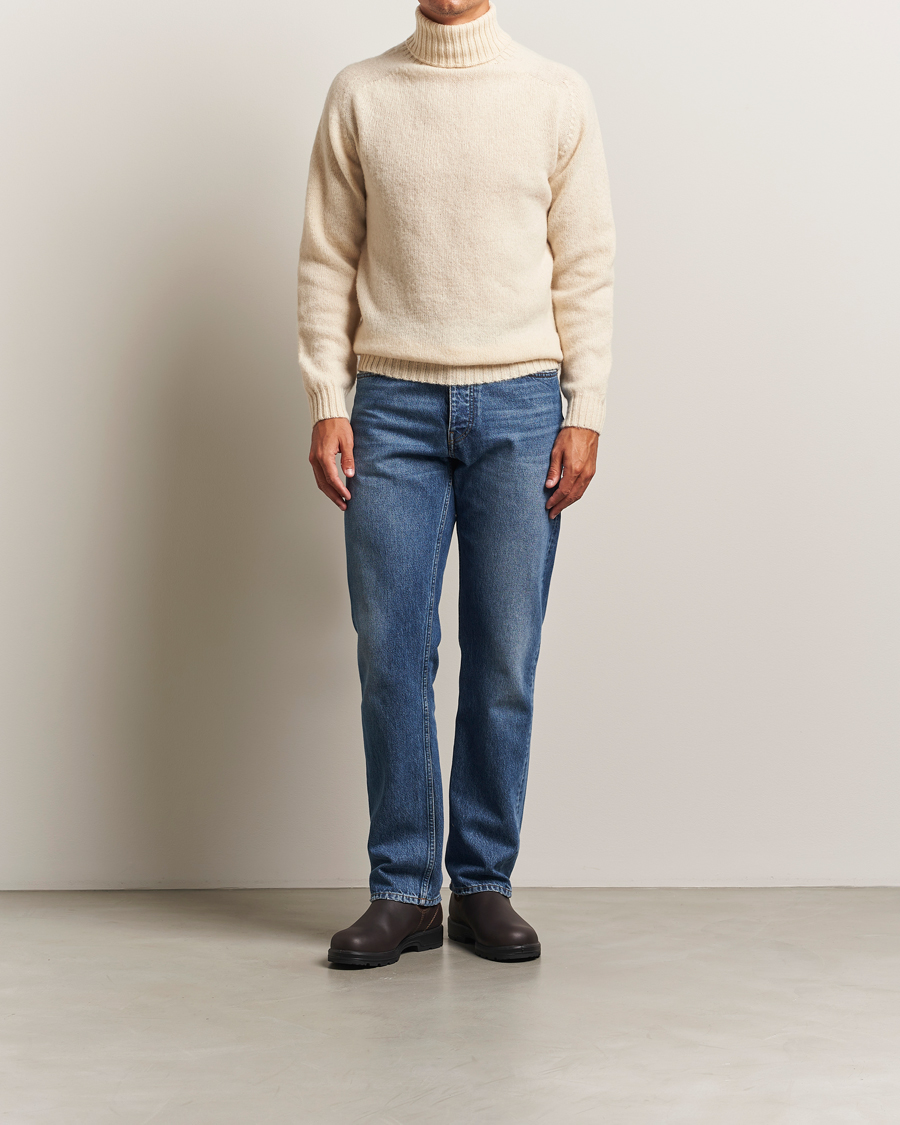 Homme | Pulls Et Tricots | Harley Of Scotland | Brushed Supersoft Lambswool Rollneck Vanilla