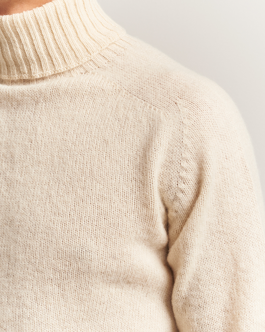 Homme | Pulls Et Tricots | Harley Of Scotland | Brushed Supersoft Lambswool Rollneck Vanilla