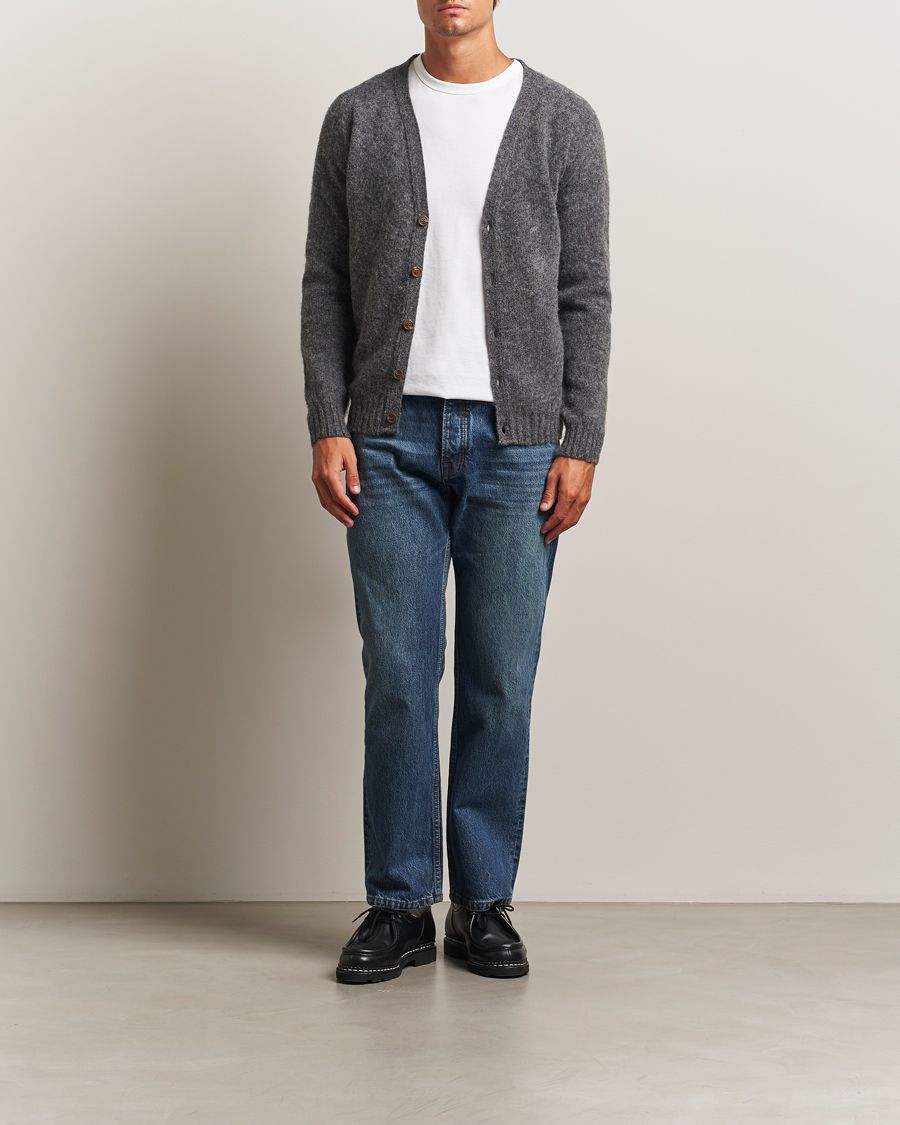 Homme | Pulls Et Tricots | Harley Of Scotland | Brushed Supersoft Lambswool Cardigan Basalt